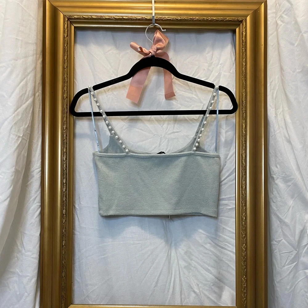 NWOT🌸Zara pearl crop top - Picture 2 of 4